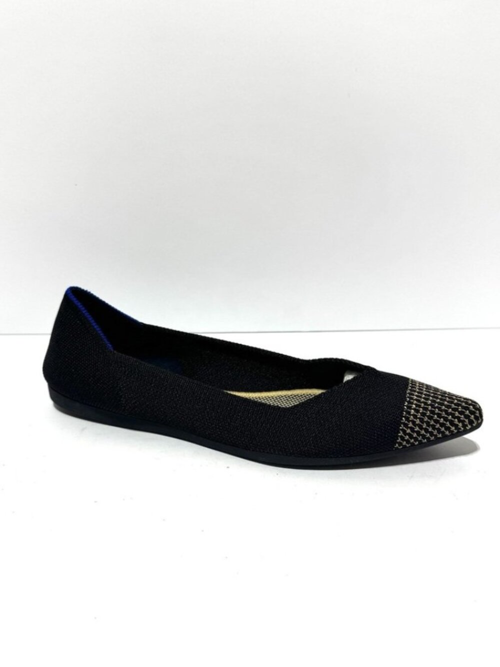 Rothy's Black Pointed-Toe Flat with Metallic Accent
